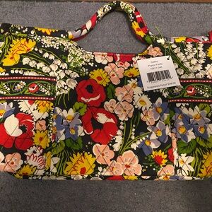 Vera Bradley Floral Tote - Black, Red, Yellow, Green